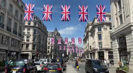 Union Jacks decorate Regent Street for the Queen’s Platinum Jubilee