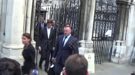 Footballer Jamie Vardy, his wife Rebekah Vardy, Coleen Rooney and Wayne Rooney  leave Royal Courts of Justice after 6th day of libel trial