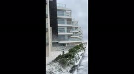 Uruguayan beachfront covered in sea foam whipped up by Cyclone Yakecan