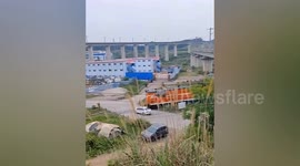 Car propelled into ditch after collision with oncoming train in southern China