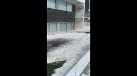 Foam whipped onto Punta del Este beach in Uruguay caused by Cyclone Yakecan