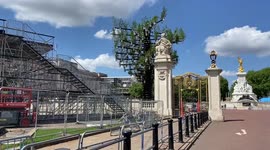 Queen's Platinum Jubilee preparations at Buckingham Palace, London, UK