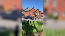 Shocking footage shows moment machete-wielding thugs rob delivery van