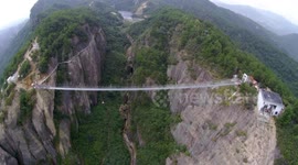 Drone footage showcases the world's longest glass bridge in China