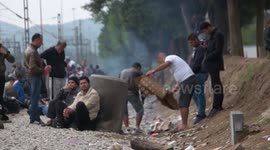 Migrants camp at Greek/Macedonian border