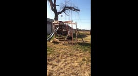 kids breakes swing set and get knocked out
