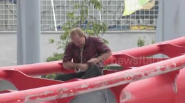 Escape artist narrowly avoids being run over by rollercoaster