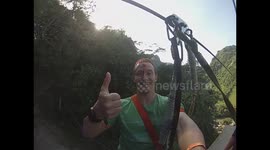 Zip line fails to stop and leaves man needing 15 stitches