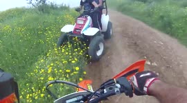 Rider Head-On Collision With A Quad! Miraculously Survives