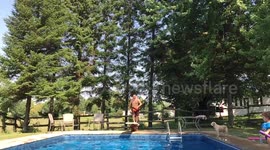 Failed attempt at backflip in pool
