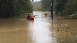 Boat on South Carolina floodwaters