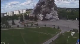 Huge explosion as airstrike decimates Lozova city centre in eastern Ukraine