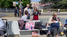 Russian activists against war and Putin in Geneva (Switzerland) on the United Nations square