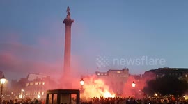 Thousands of Sunderland football fans takeover Trafalgar Square on Friday night ahead of Wembley play-off final