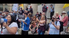 Anti-vax demonstration outside BBC's London headquarters