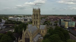 Drone Footage of Doncaster Minster and Town Center coinciding with the naming of Doncaster as a city.