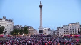 Sunderland Athletic Football Club Fans celebrate in Trafalgar Square after winning the League One Play-off Final
