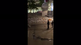 Tourist shocked at trash left in Trafalgar Square by Sunderland fans
