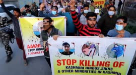 Anti modi government Protests Continue In Kashmir Over Kashmiri Pandit Rahul Bhat’s Killing