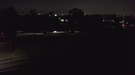 A MiniVan crashes into a big highway sign pole at top speed on the 60 Freeway in Whittier CA