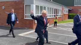 Boris Johnson Prime Minister visits Newtown Powys Mid Wales.