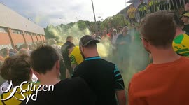 Officer Causes Flare To Catch Fire During Delia Out Protest