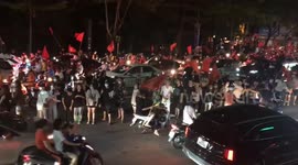 Vietnamese football fans takeover Hanoi streets to celebrate country's Southeast Asian Games win