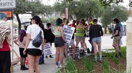 Abortion rights activists do a March in downtown San Antonio texas