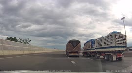 Minivan flies in the air after hitting loose object on motorway in Thailand