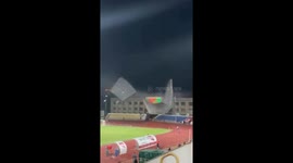 Dramatic moment stadium roof collapses during football match in Kazakhstan