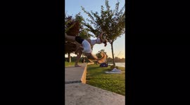 Gymnast besties pull off insane, in-sync opposite flips