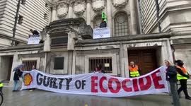 Extinction Rebellion activists disrupt Shell meeting in London