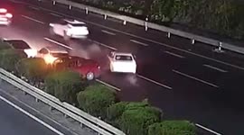 Car smashes into vehicles involved in previous pile-up on Chinese highway