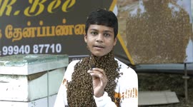 Teenager from southern India covers himself with thousands of insects to mark World Bee Day