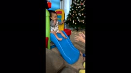 'Infant has NO IDEA how to go down a slide *Cute Baby Fail* '