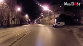 Electric unicycle FAIL! Man fails to avoid collision with van pulling in front of him in Hungary
