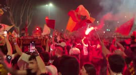 A.S. Roma fans celebrate UECL title on streets of Rome