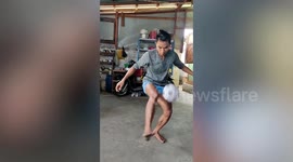 Burmese teenager has some AWESOME football freestyle skills