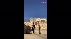 'Trickshot artist dared to make a no-look basketball/football shot three times 
'