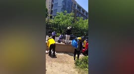 University security guard throws takeaways off campus in China