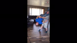 Didn't see THAT coming: Grown men ignore WWE advice not to try stunt at home, with painful consequences