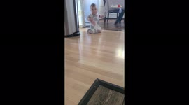 'Baby girl hops like a bunny to move around the house 
'