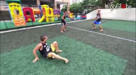 Brazilian men take football version of the 'floor is lava' to next level