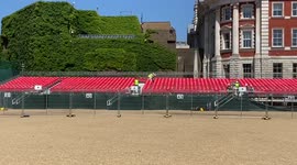 Final preparations at Horse Guards Parade for the Queen's Platinum Jubilee, London, UK