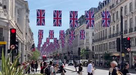 Queen's Platinum Jubilee preparations, Regent Street, London, UK