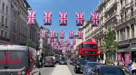 London's Regent Street lined with Union Flags ahead of Platinum Jubilee