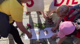 Cleaners protest and vigil for Whitehall cleaner who died from Covid, outside Downing Street