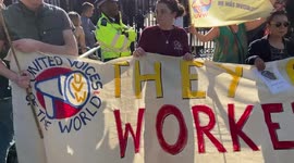 Cleaners protest and vigil for Whitehall cleaner who died from Covid, outside Downing Street