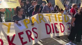Cleaners hold protest vigil outside Downing Street for Whitehall cleaner who died of Covid-19