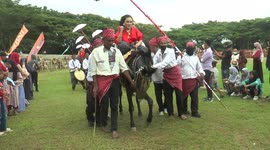 Dozens of horses dance while ridden by local woman in unique tradition in West Sulawesi, Indonesia